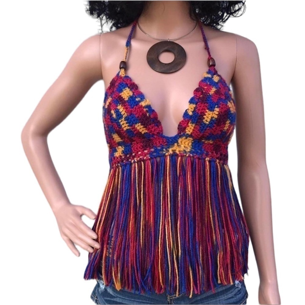 Funky 70s inspired halter top size S/M